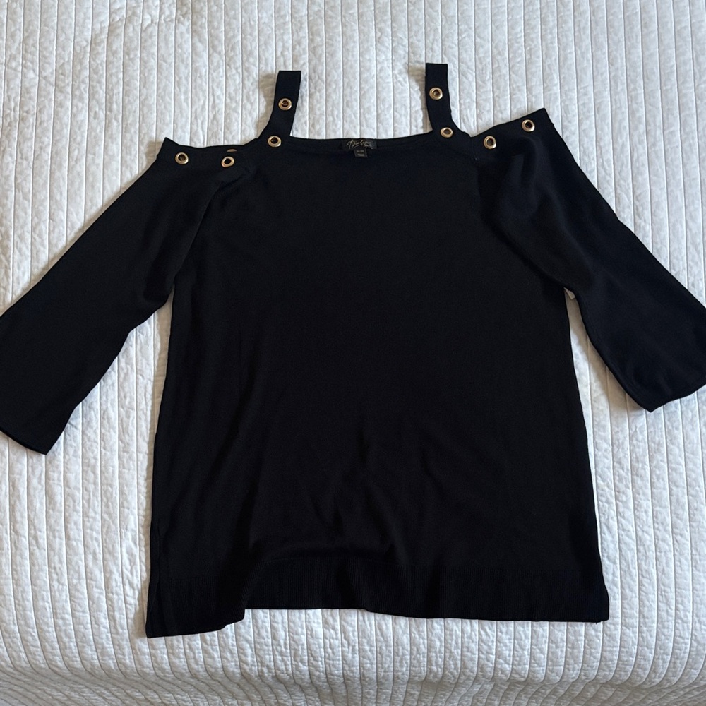 Thalia Sodi Black Top with Gold Details
